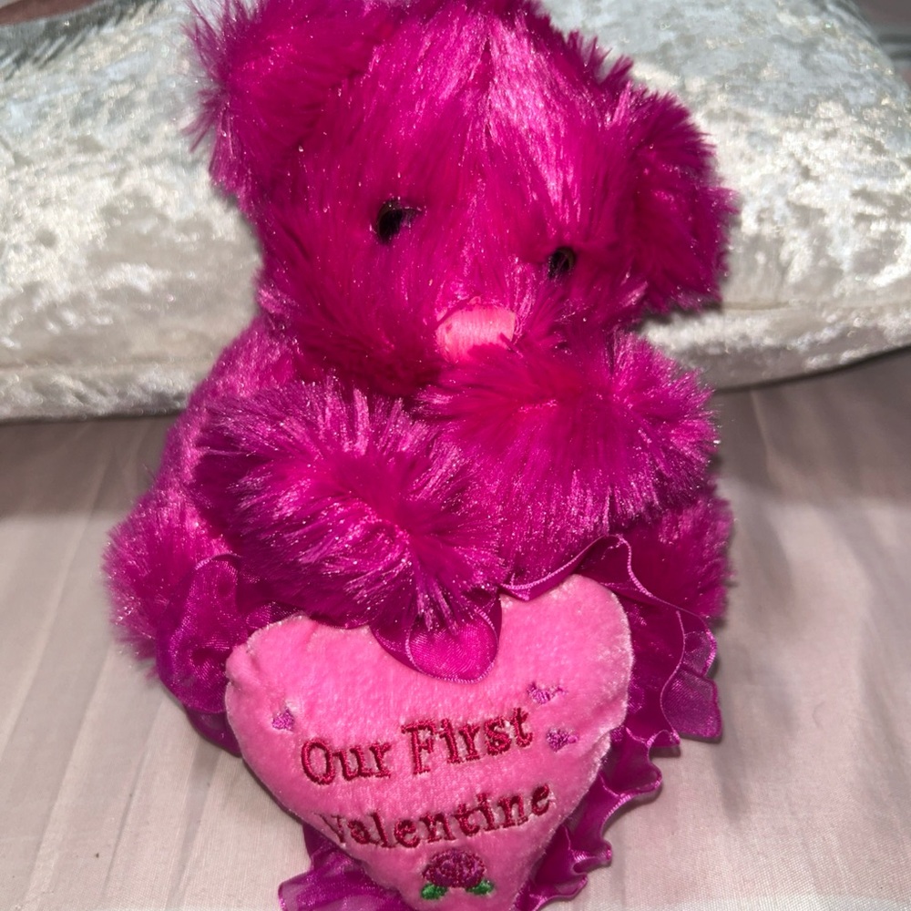 Dan Dee Plush Valentine's Teddy Bear with Our First Heart NWOT